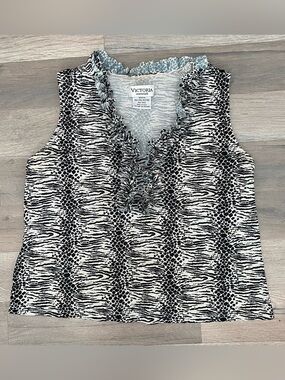 Vintage Y2K Zebra Print Ruffle V Neck Sleeveless Top Animal Print